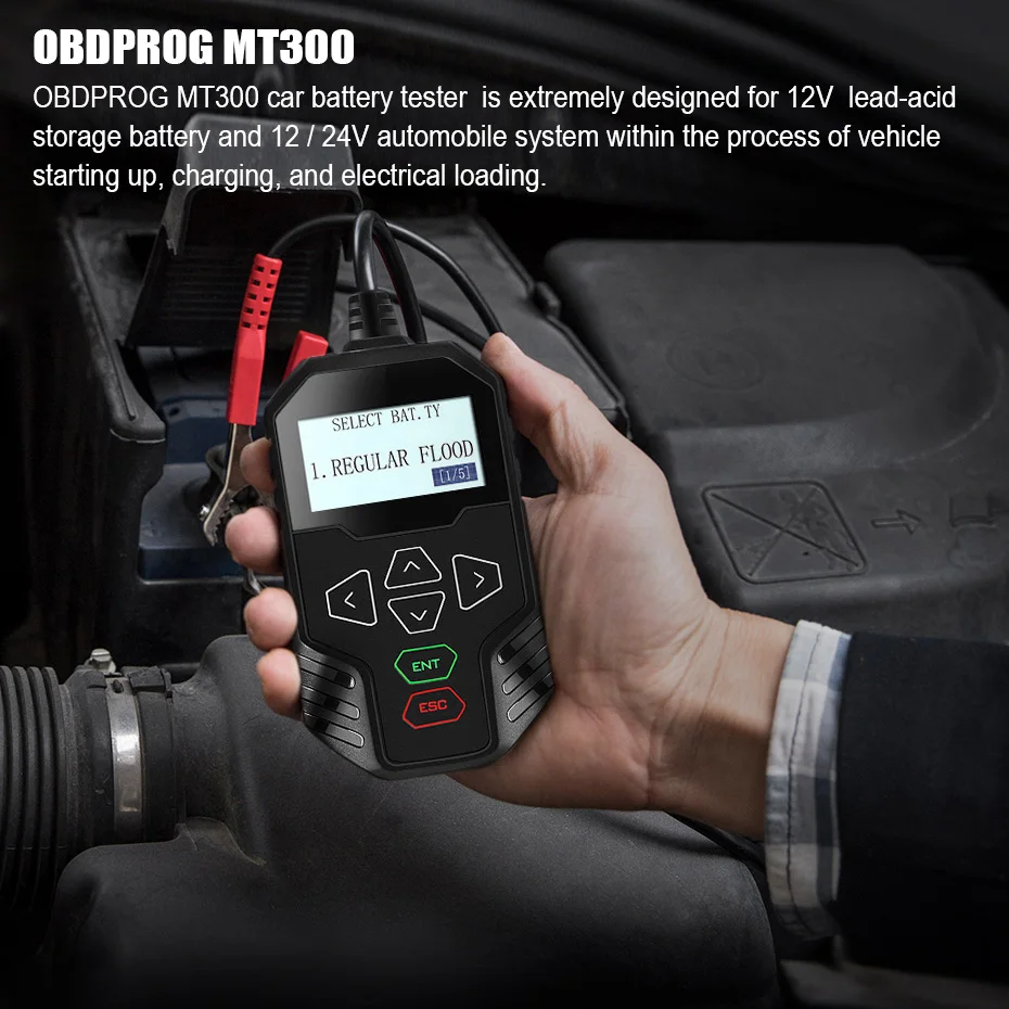 Диагностический прибор OBDPROG MT300 тестер для аккумуляторов автомобиля грузовика 12