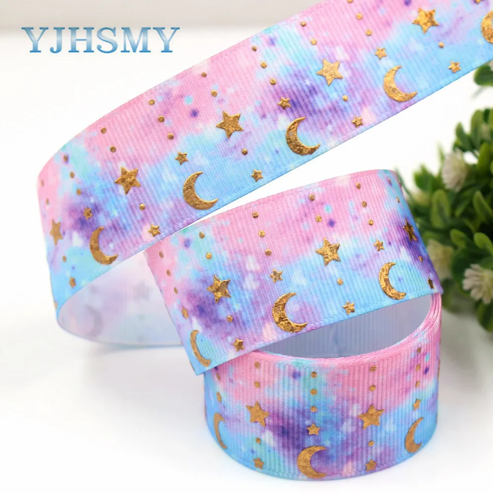 YJHSMY G-18808-849 25 мм 10 ярдов лазерная Венера Луна печать grosgrain лента DIY головной убор
