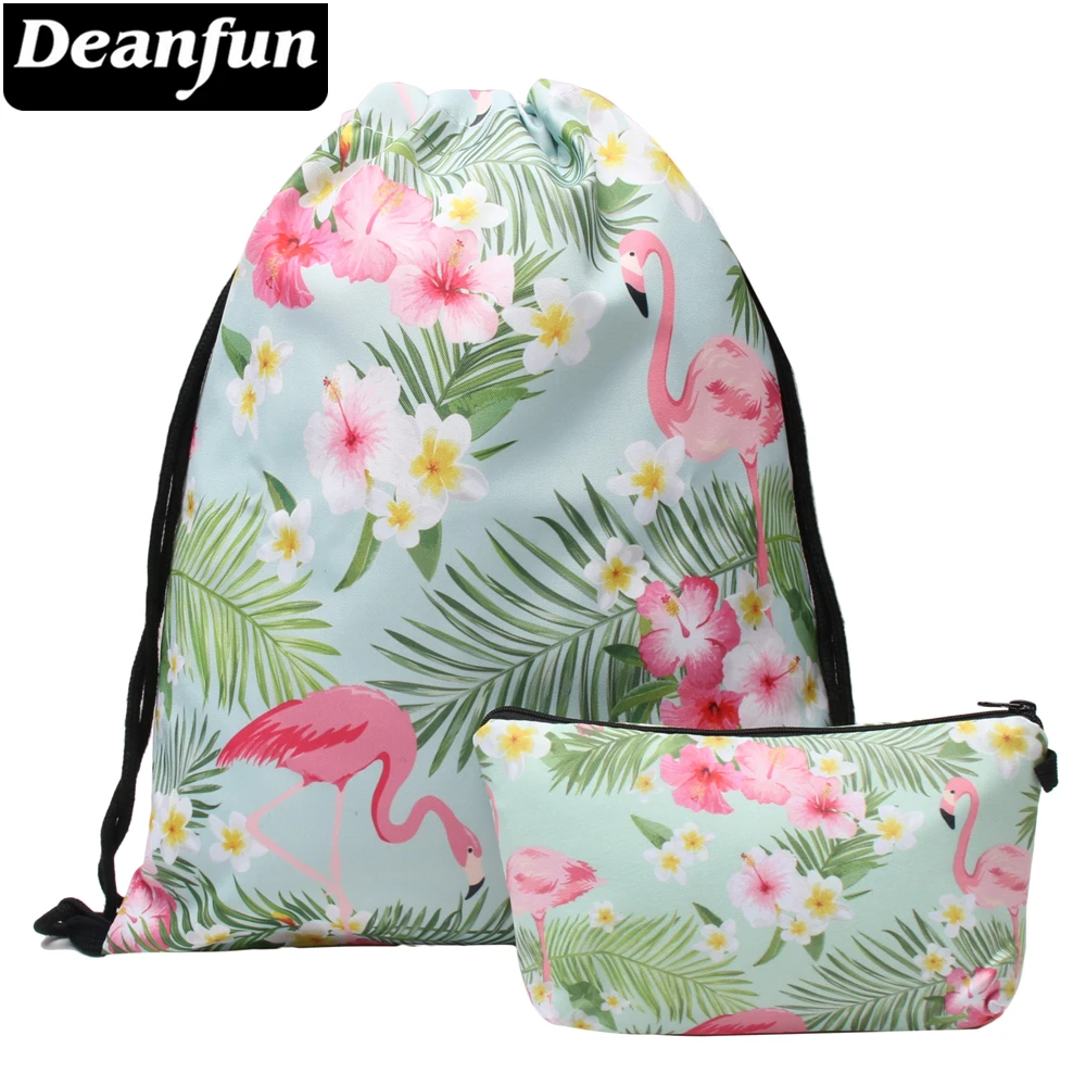 Набор сумок на шнурке Deanfun Flamingo с 3D принтом пляжные дорожные сумки для женщин