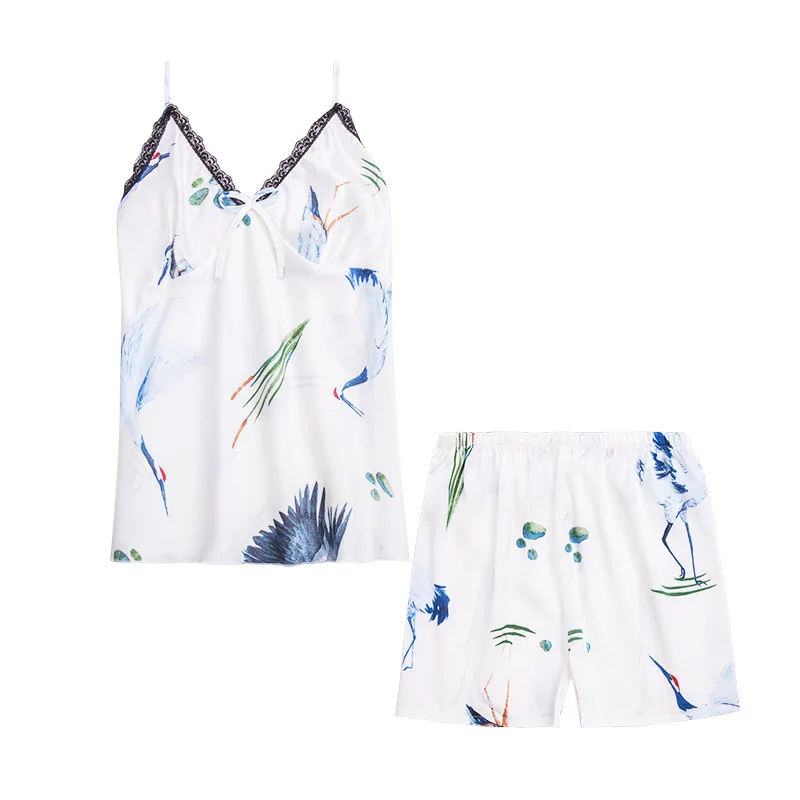 Атласный пижамный комплект с ремнем Смоделированный Fuax шелковая пижама женская