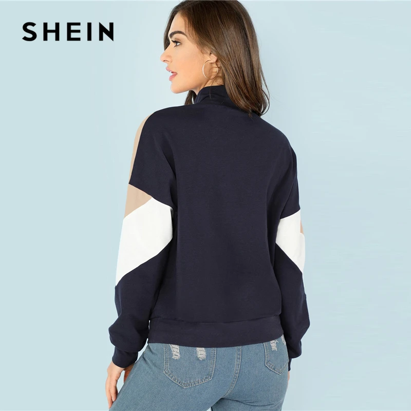 SHEIN Свитшот На Молнии Женская Повседневная Толстовка С Длинным Рукавом Минималистский Осенние Толстовки