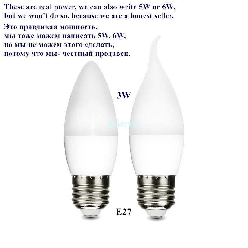 8 шт. E14 E27 SMD 2835 10 светодиодный 3 Вт Светодиодный светильник в форме свечи