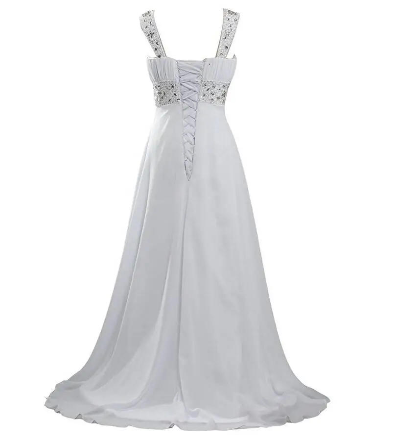 Шифон Пляж Свадебное Платье Плюс Размер Бисероплетение Ремень Ruched Милая