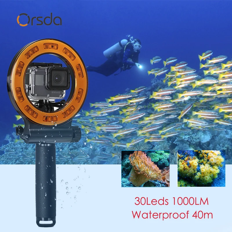 SL-109 30 led для gopro светодиодный камера видео свет открытый водостойкий 40 м Дайвинг заполняющий свет для GoPro Hero Yi 4 к SJCAM Action S