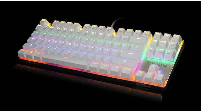 Gold white 87 key TEAMWOLF ZHUQUE механическая клавиатура 87 клавиш синий красный коричневый переключатель подсветка Teclado игровая клавиатура для настольного ноутбука - Цвет: Gold white 87 key