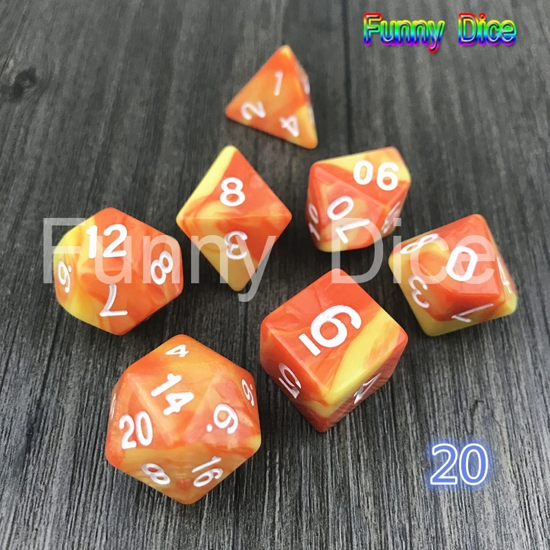 7 шт. 2-х цветный набор Игральный костей покер D& d многогранные кубики Семья игры - Цвет: 20
