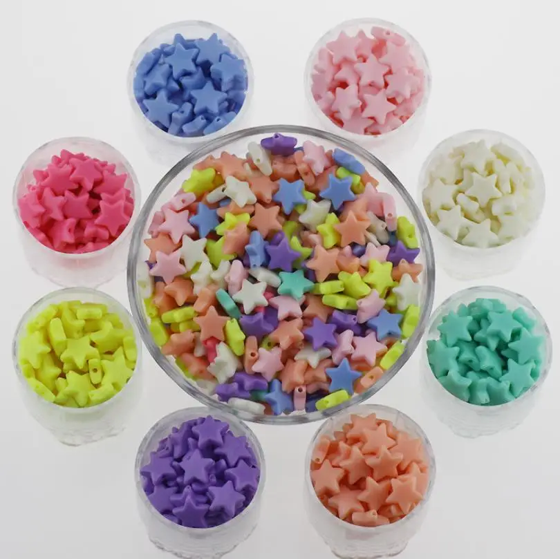 50pcs/pack Charms Beads Candy Color Star Shape Loose Spacer For Children Necklace Bracelet Jewelry Making Wholesale | Украшения и