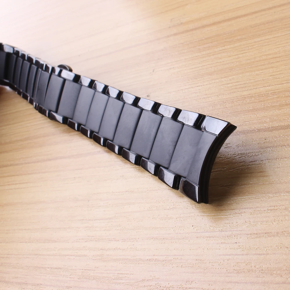 

22mm 24mm Watchbands bracelet Ceramic black polished and matte watch accessories folding buckle special end curved fit 1451 1452