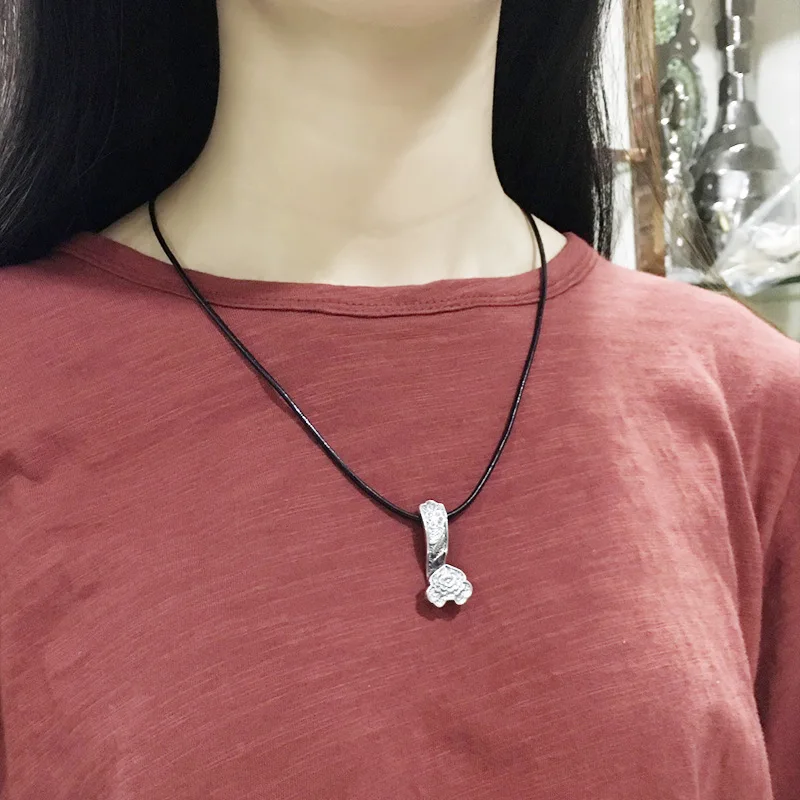 Кулон в этническом стиле из серебра 100% пробы с цветком лотоса|Подвески| |