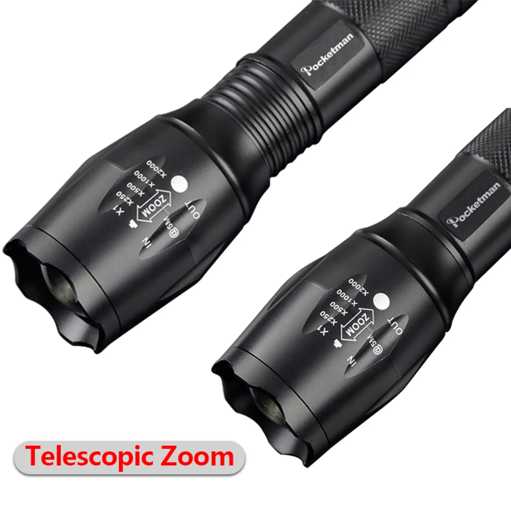 E17 8000лм тактический светодиодный Фонарь ZoomLED фонарик для 3xAAA или 1x18650