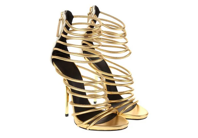 2014 New gz gold strap peep toes high heels melissa sandals sapato fashion gladiator women shoes sandalias big size | Обувь