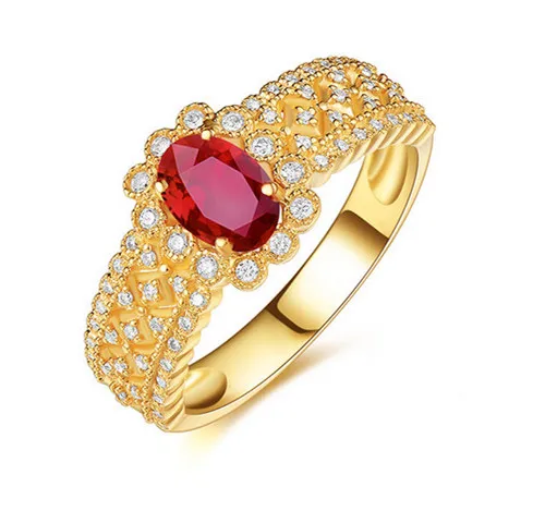 Красный AAA CZ Кубический цирконий Мода Обручальное Кольцо для Женщин Классические