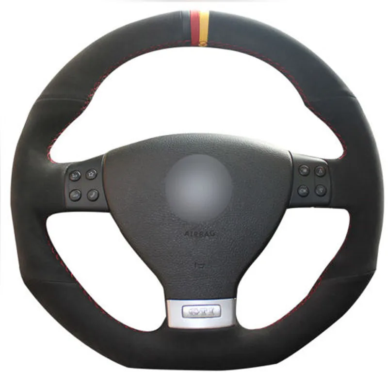 Чехол на руль из черной замши для VolksWagen Golf 5 Mk5 G TI R32|steering wheel cover|suede steering coverwheel cover |