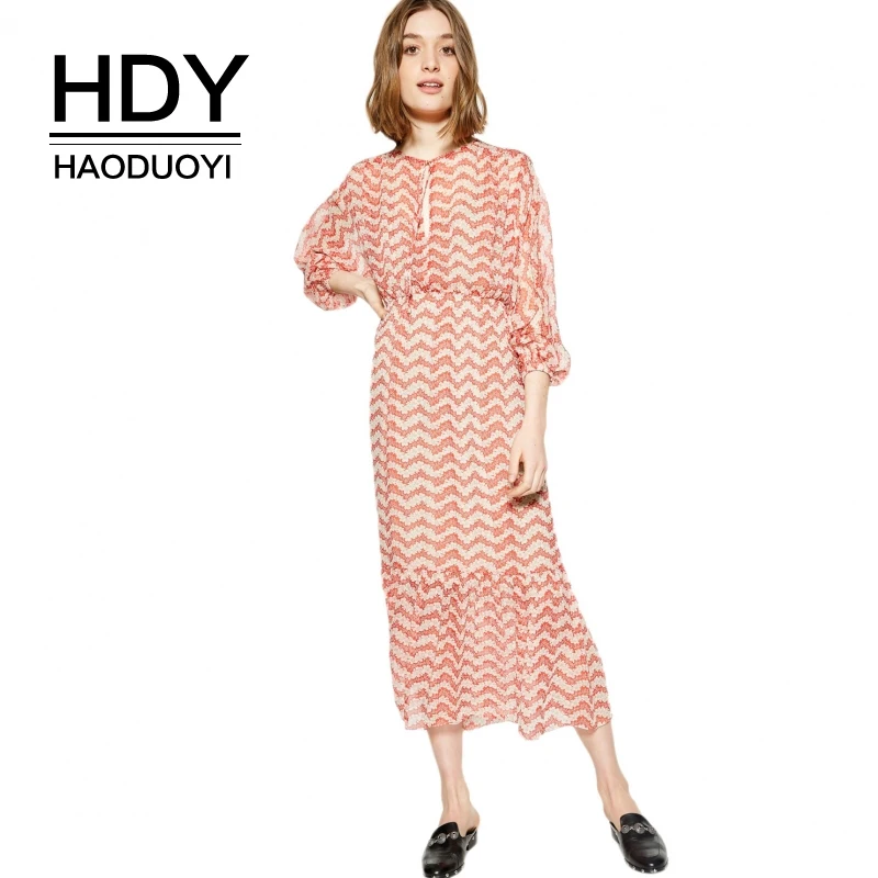 Платье HDY Haoduoyi женское повседневное полупрозрачное с рукавом фонариком|Женские