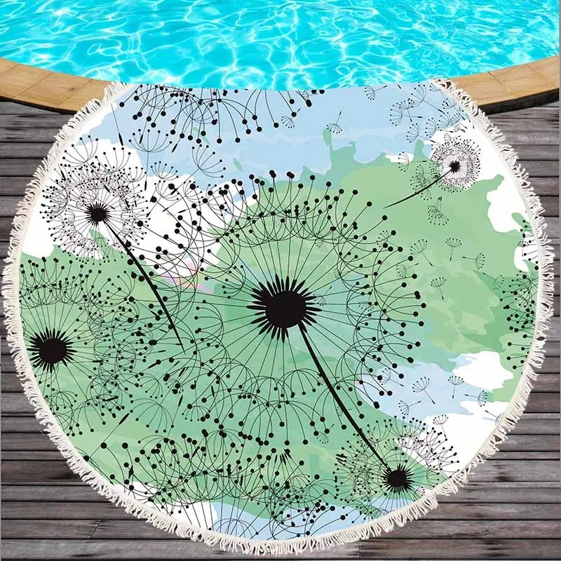 Цветы Бабочка Круглый пляжное полотенце хлопок полиэстер банное Коврик для йоги