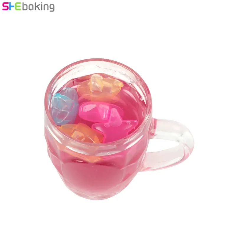 Shebaking 20pcs Star Shaped Ice Cubes Plastic Reusable Multicolour Ice Cream Tubs Mold Kitchen Bar Party Physical Cooling Tool