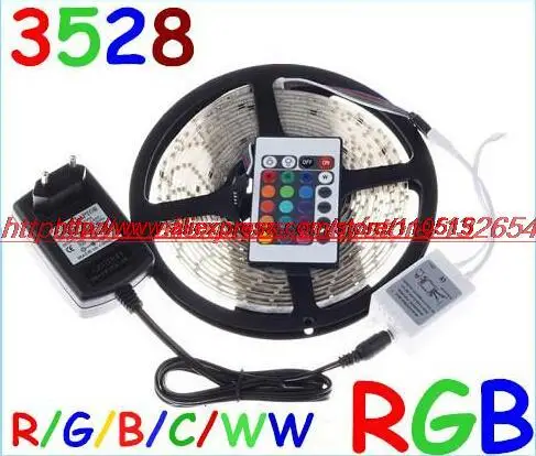 5 М Водонепроницаемый СВЕТОДИОДНАЯ Лента SMD 3528 Красный/Синий/Зеленый Цвет RGB