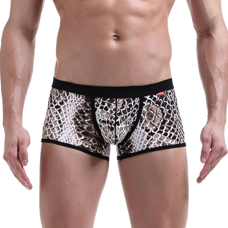 

AIIOU Trunks Men Underwear Boxer Shorts Camouflage Snake Pattern Print Bulge Pouch Nylon Quality Fashion Mens Underwear Boxers