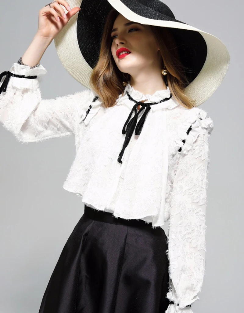 Элегантные модные женские комплекты из двух предметов белая шифоновая блузка с