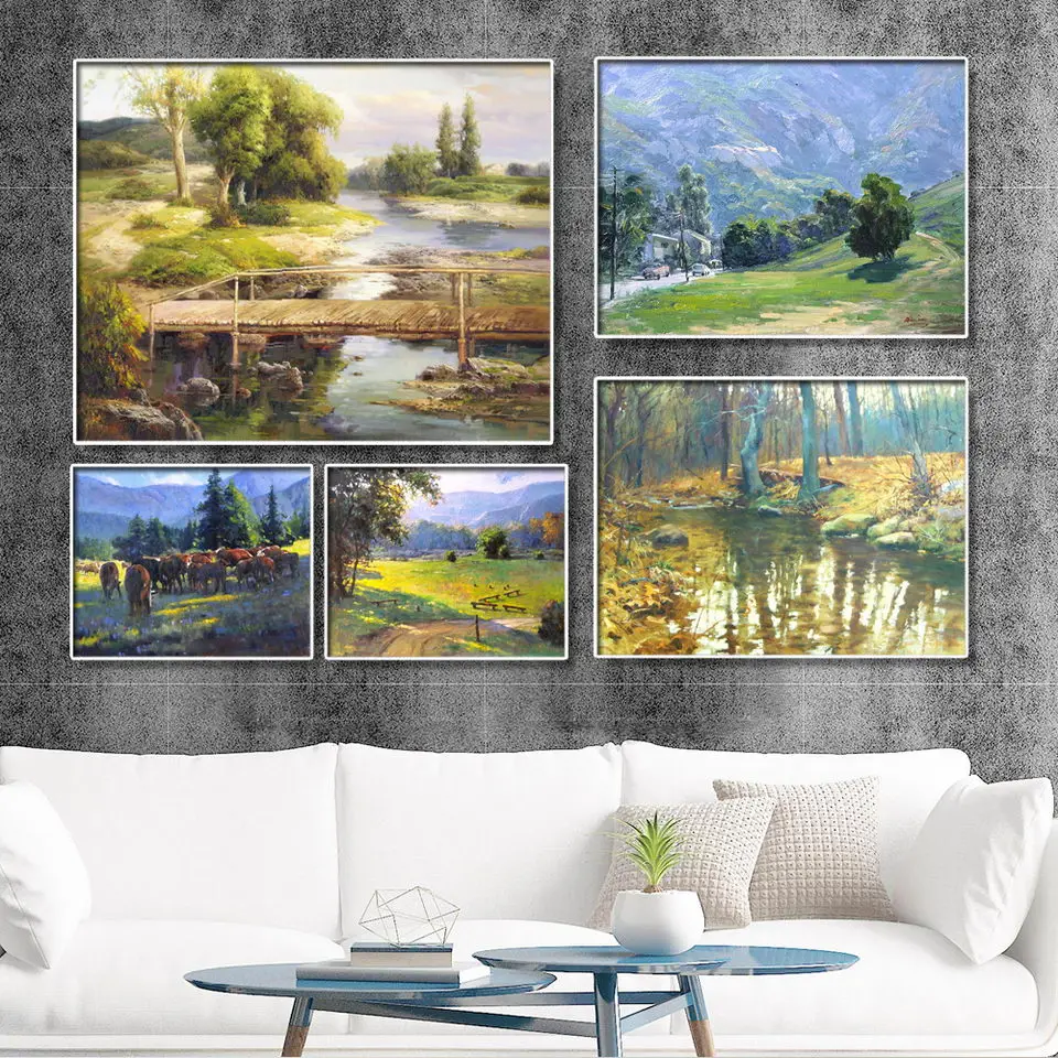 

Vinsonloud Home Decoration Print Canvas Picture Wall Art Paintings Oil Unframed Drawings Landscape painting Woods tree