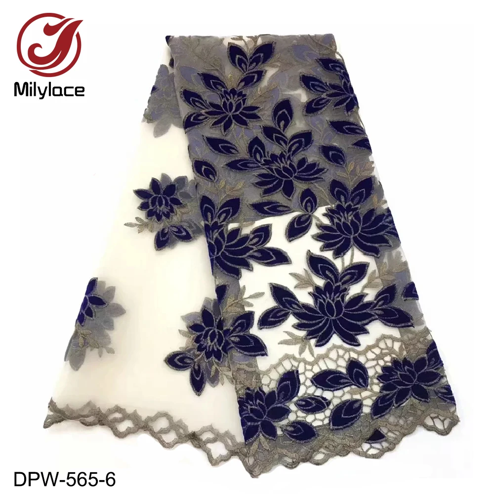 Two-Color great work Nigerian lace fabric 5 yards tulle with delicate embroidery material for clothes curtains DPW-565 | Дом и сад