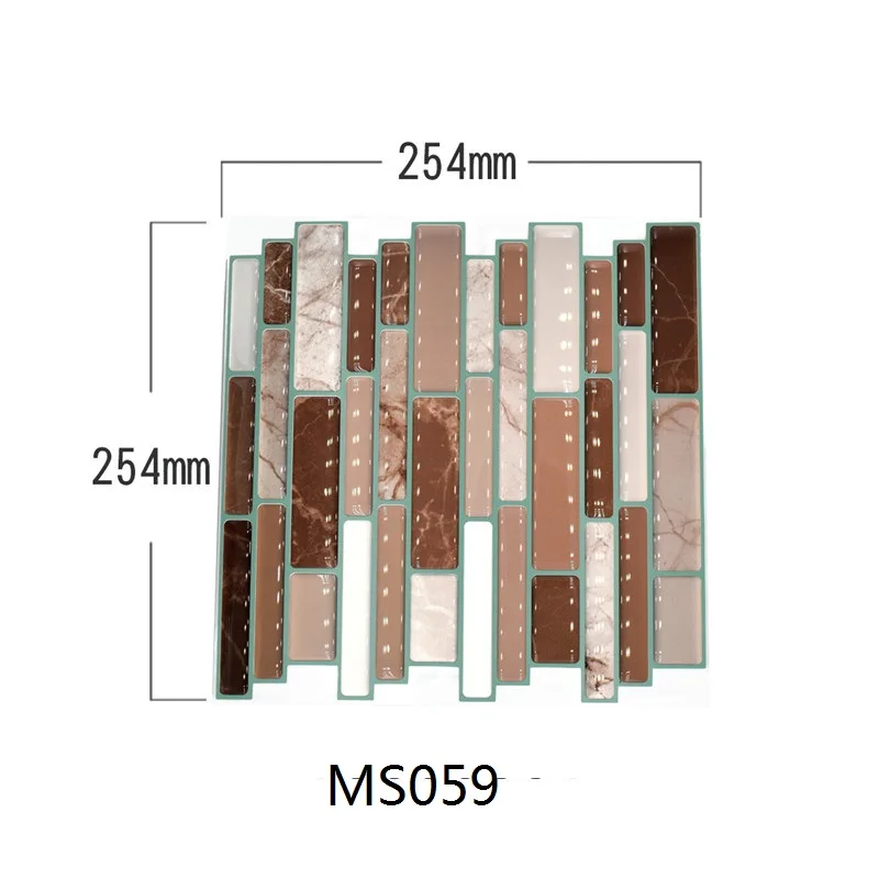 6 шт./лот 25,4x25,4 см 3D мозаичная плитка наклейка для ванной кухни самоклеящийся декор для стен сделай сам наклейка маслостойкие обои с клеем - Цвет: MS059