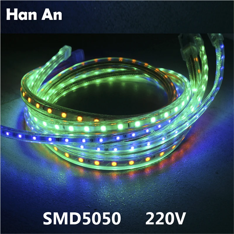 LED Strips 5050 SMD 60Leds/m 1m 5m 10m 15m 20m Waterproof AC220V Cu or Al Wire Flexible Lighting +Power Plug Led Lights Strip | Лампы и