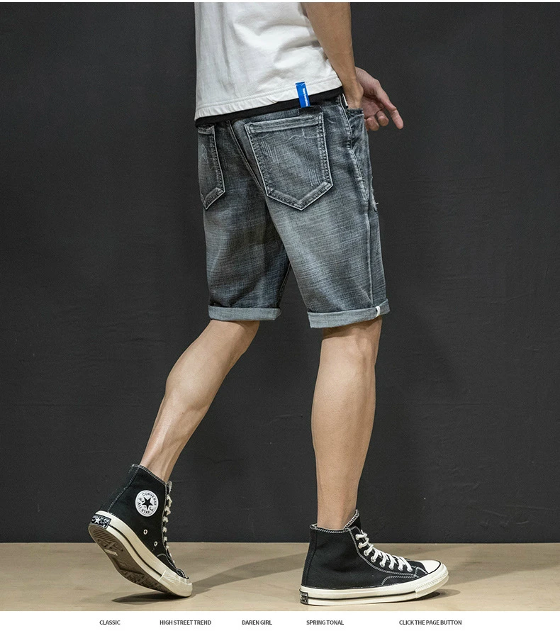 Мужские летние джинсовые шорты мужские джинсы мужские джинсовые шорты-бермуды скейтборд мужские s Jogge рваные волнистые шорты 38