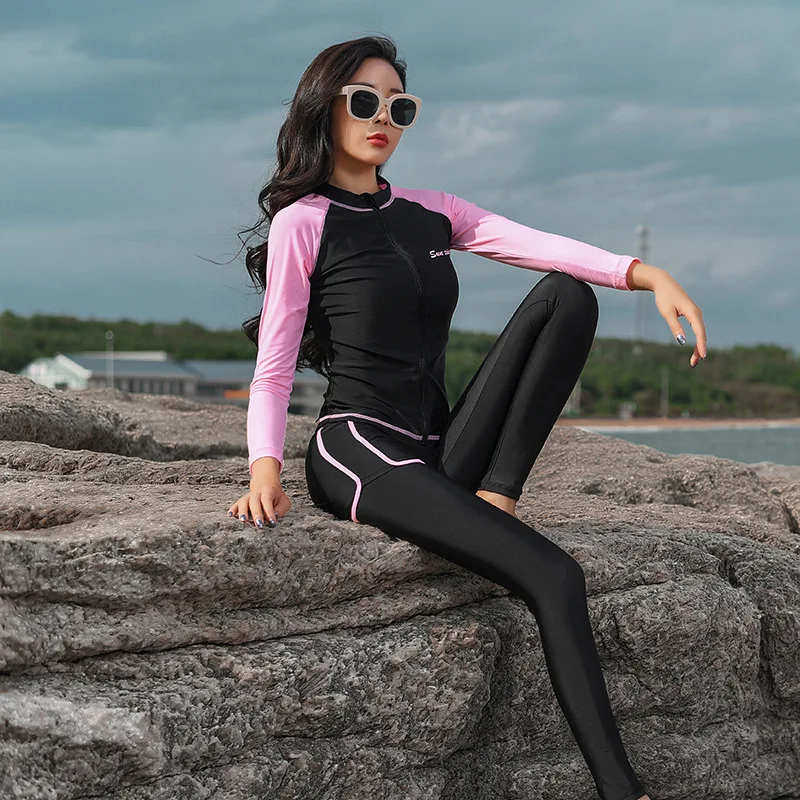 

Женский купальник с длинным рукавом Rashguard, Раздельный костюм для серфинга с принтом из модала, 2019