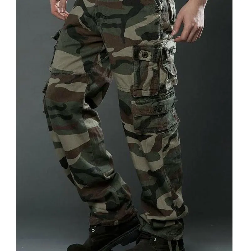 Army green Мужские тактические брюки карго, мужские армейские военные штаны SWAT, хлопок, много карманов, эластичные мужские повседневные брюки - Цвет: Army green