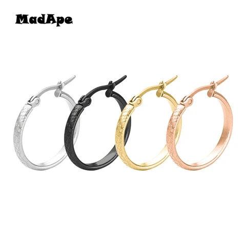 MadApe серьги-кольца из нержавеющей стали в форме линии круглые серьги для женщин и мужчин классические ювелирные изделия оптом серьги-кольца