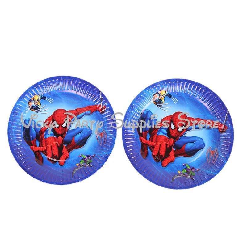 50pcs/lot Spider-man Disposable Tableware Set Birthday Baby Shower Cartoon Cup Plate Napkin Party Supplies | Дом и сад