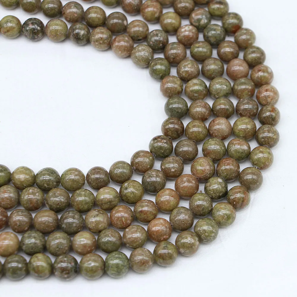 

1Strand/Lot Natural Stone Flower Green Jaspers Bead Round Smooth Loose Spacer Beads Bracelet for DIY Jewelry Making Findings