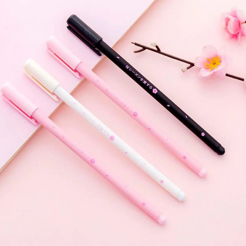 Комплект из 3 предметов Kawaii вишня в цвету, прекрасные гелевая ручка подпись ручка Эсколар. школы канцелярский подарок для ученика