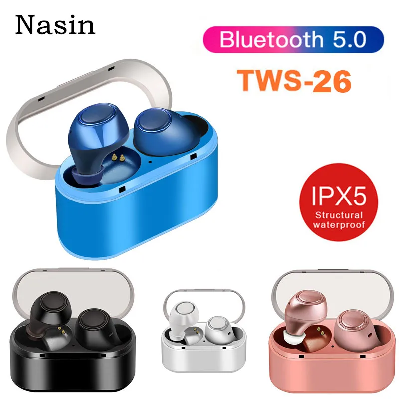 Nasin New TWS26 Mini Bluetooth 5.0 Earphones In-Ear Wireless headset Stereo Earbuds Sports Headset With Mic For Xiaomi huawei |