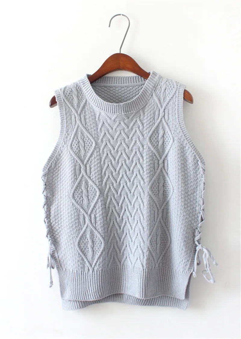 2018 Autumn Winter Vintage Casual O Neck Knitted Vest Knitwear Black Solid Sleeveless Pullover Sweater sweter mujer | Женская одежда