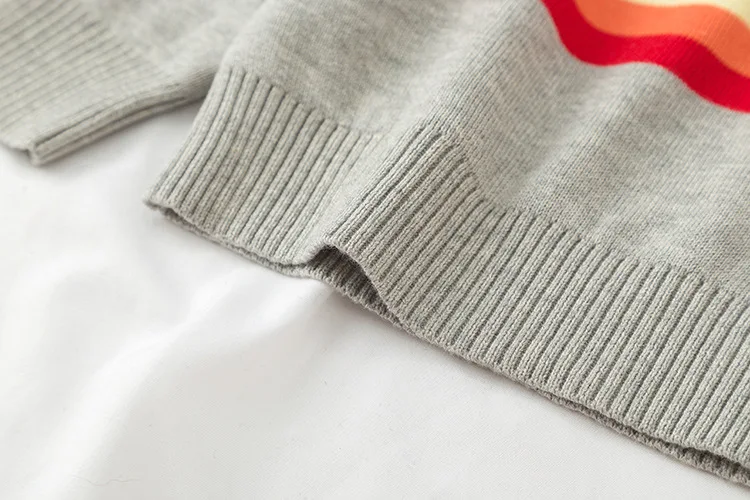 Новая одежда для маленьких мальчиков и девочек, Хлопковый вязаный модный детский свитер в радужную полоску, кардиган для мальчиков, Детское пальто