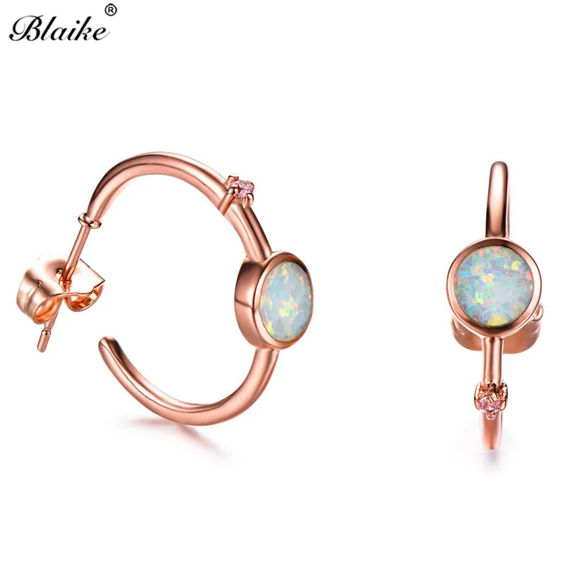 Женские серьги-кольца Blaike корейские круглые серьги с белым огненным опалом