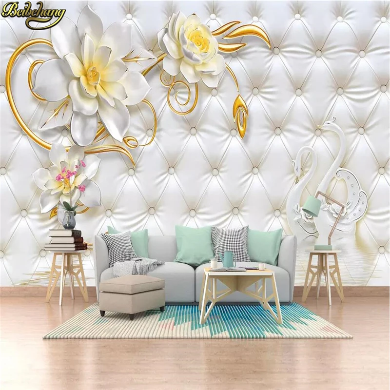 beibehang Custom wallpaper mural 3D three-dimensional jewelry flower home and rich soft bag wall papers home decor 3d wallpaper