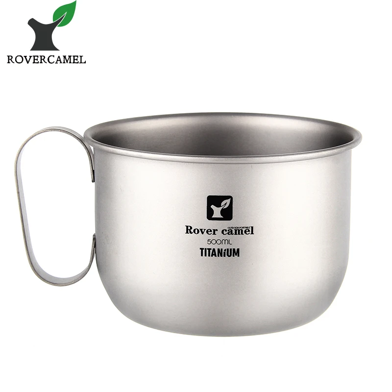 

Rover Camel Titanium Coffee Mug 500ml Titanium Milk Cup Cookware Pot Bowl with fixed handle Ta8351