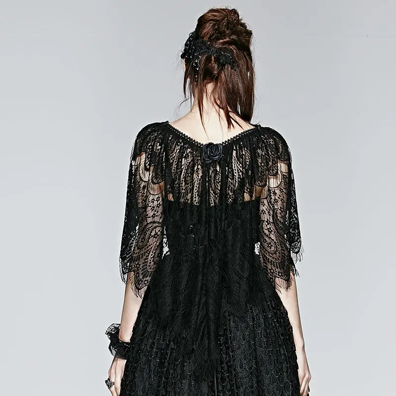 Черная шаль-шаль в стиле панк готика викторианская шаль спитцен два стиля одежда