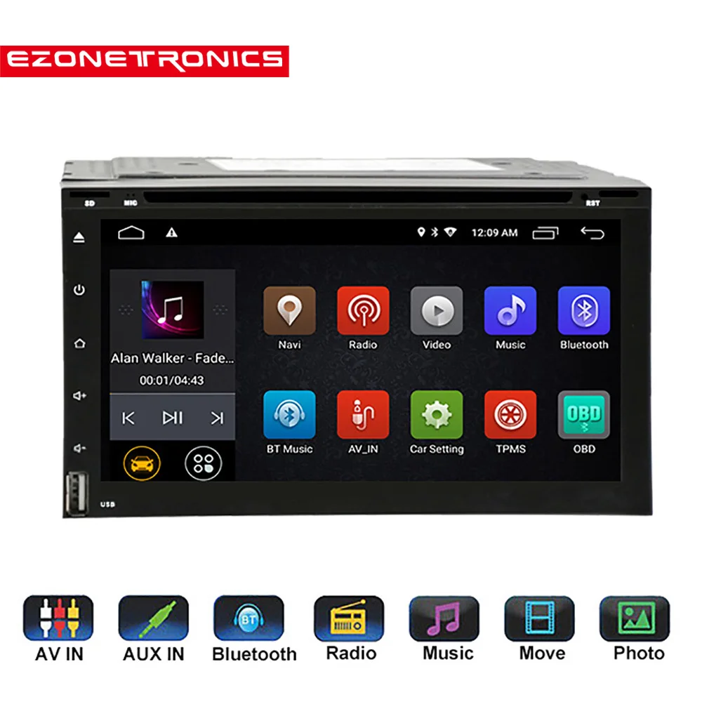 Автомагнитола 2 Din Android 6 0 DVD CD 95 дюйма GPS навигация Wi Fi Bluetooth USB аудиоплеер сабвуфер SD