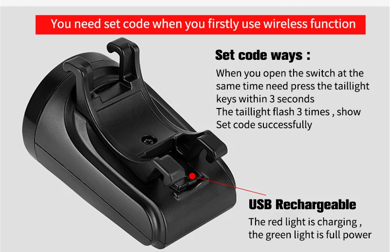 WEST BIKING 200 мА · ч фонарь USB Перезаряжаемые задняя фара велосипеда Беспроводной дистанционного Управление Лампа сигнала поворота с колокольчиком Предупреждение свет