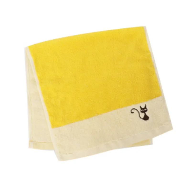 Yellow 25x50 см вышивкой из чистого хлопка с рисунком героев из мультфильмов детская футболка полотенца для рук и лица Цвет вязаные коты милые Полотенца - Цвет: Yellow