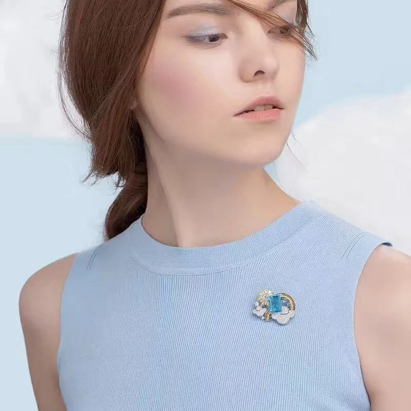 Роскошная популярная красочная Радужная Милая брошь красочное солнце облако