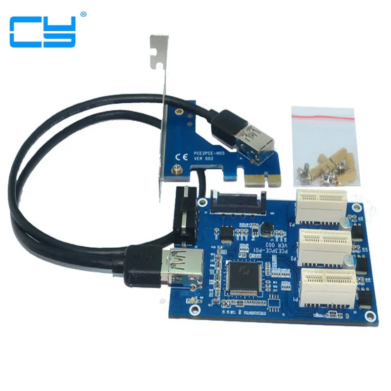 Новый aad in card PCIe 1-3 PCI express 1X Слоты Riser Card Mini ITX к внешнему 3 PCI-e слот адаптер порт
