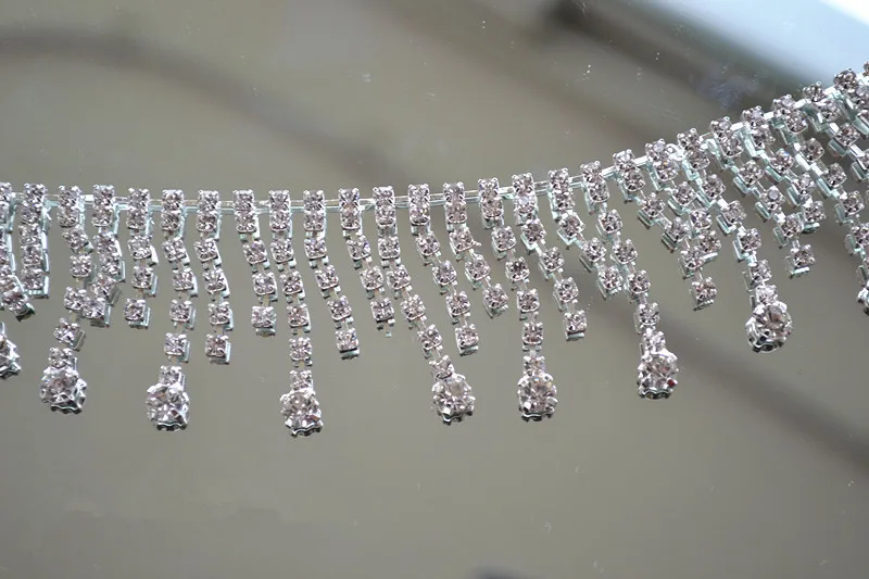 

Wedding dress Nail drill lace trim DIY chain tassel lace neckline metal lace