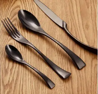 4 шт./компл. черный/золотой/серебристый цвет набор столовых приборов