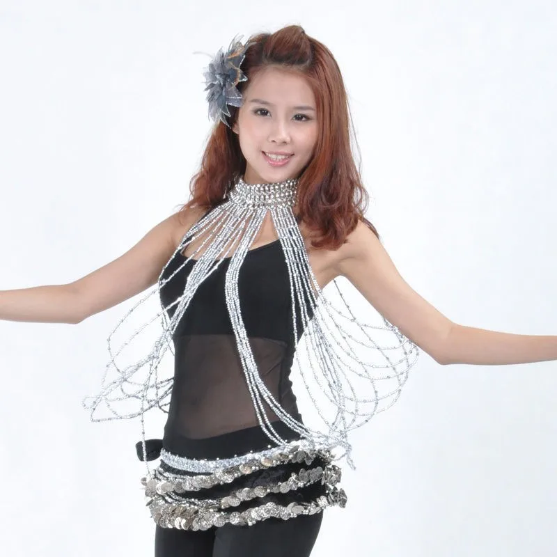 Костюм для танца живота длинные браслет из ожерелья и бисера золото/серебро