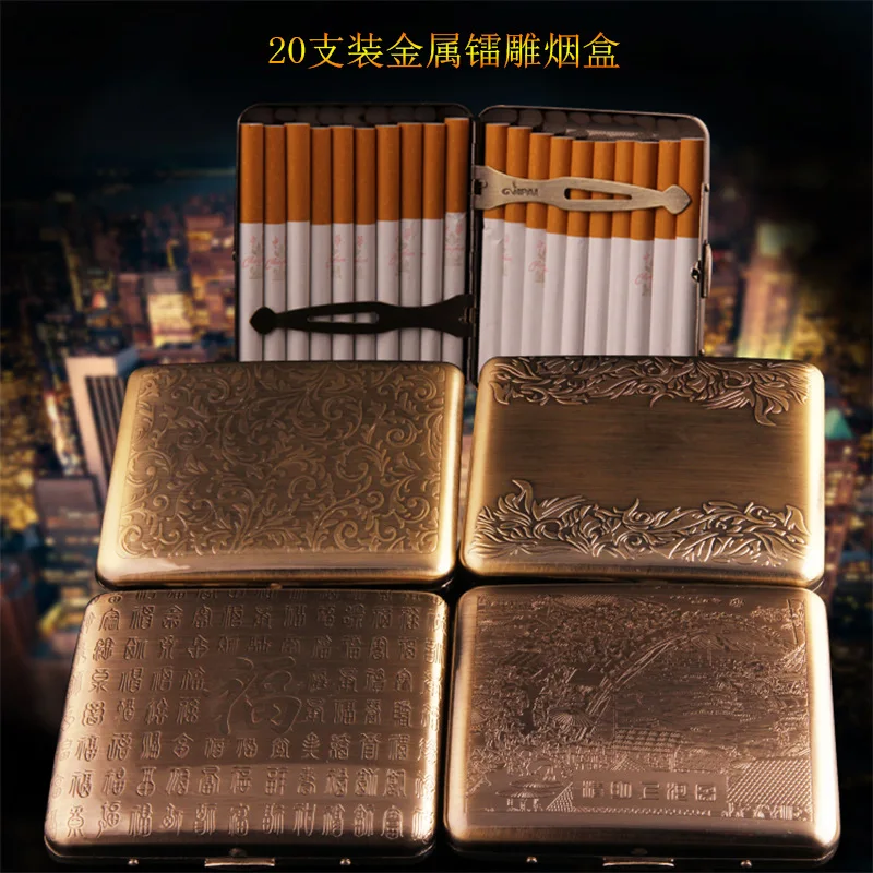 Новый Ретро Бронзовый металлический портсигар Холдинг 20 обычных размеров